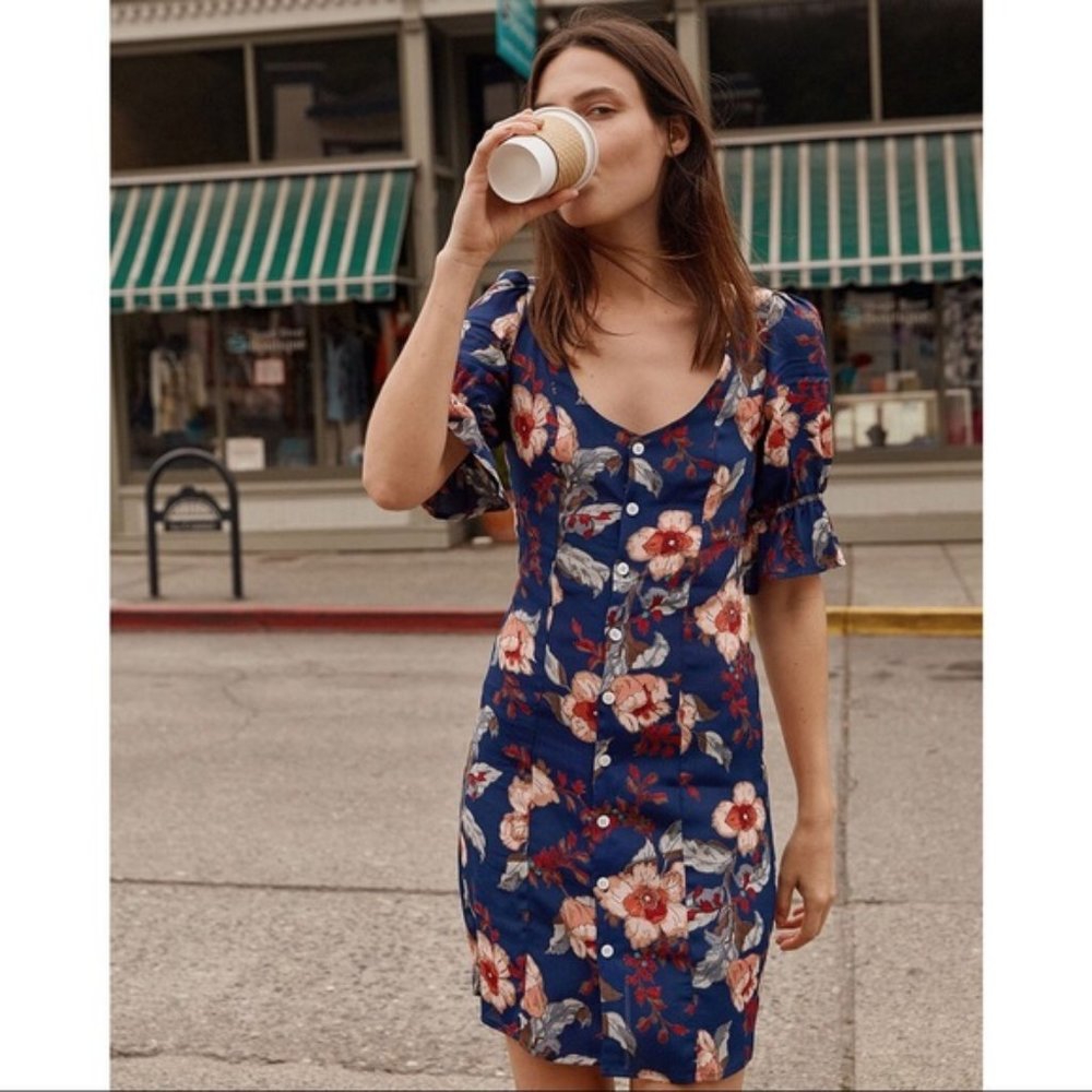 Christy Dawn Navy Blue Floral Mini Dress